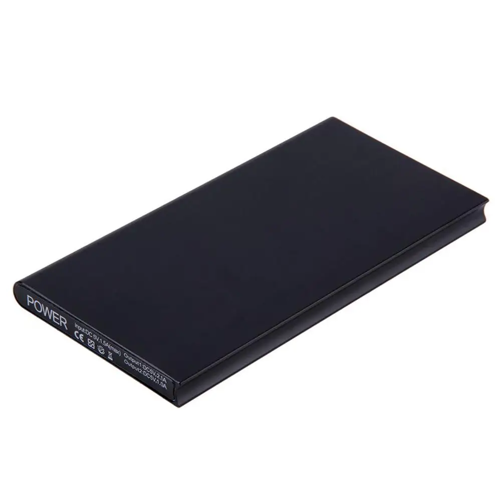 Black Мощность банк 20000mAh батарея Usb мини Портативный Мощность банк легкий 5V 1A/2.1A Dual USB Батарея Зарядное устройство Мощность резервного копирования для телефона - Цвет: Black