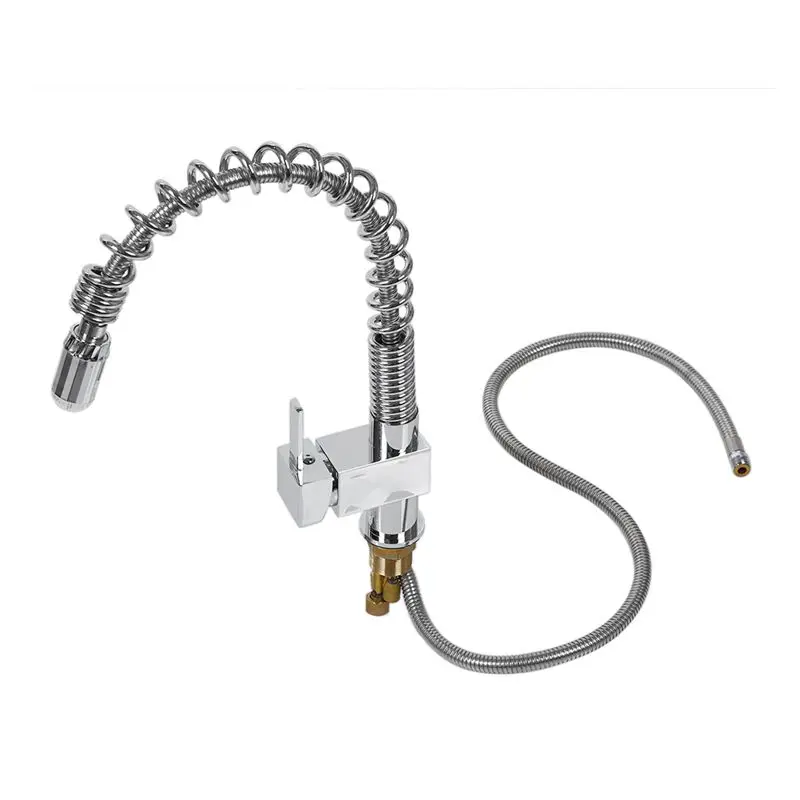 

Modern Monobloc Kitchen Tap Swivel Pull Out Spray Mixer Chrome Brushed Faucet
