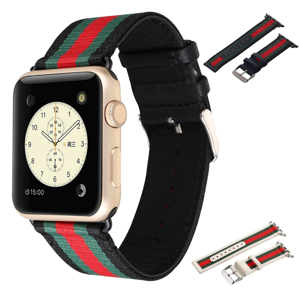 YHNUJM нейлоновый кожаный ремешок для Apple Watch Band 4 наручный ремень браслет ремешок для часов 40 мм 44 мм iwatch Series 4 Смарт-часы