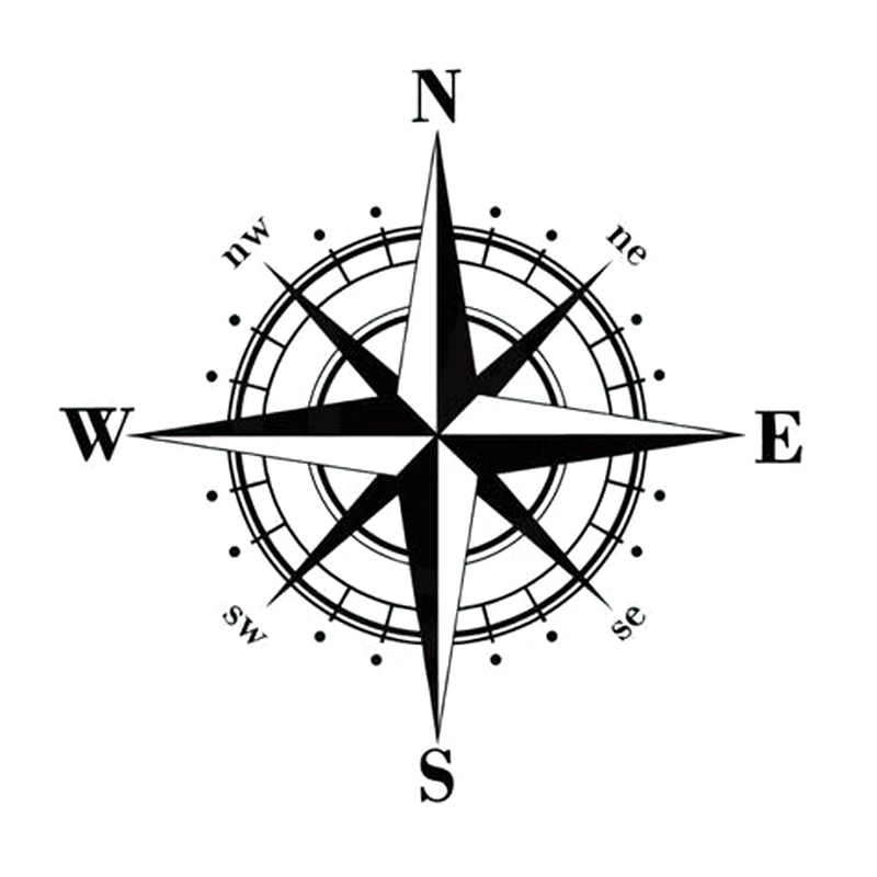 Cool Personality PVC Compass Car Motorcycle Boat Decal Black/white Sticker Styling Accessories ZWW-0095 16cm * | Автомобили и