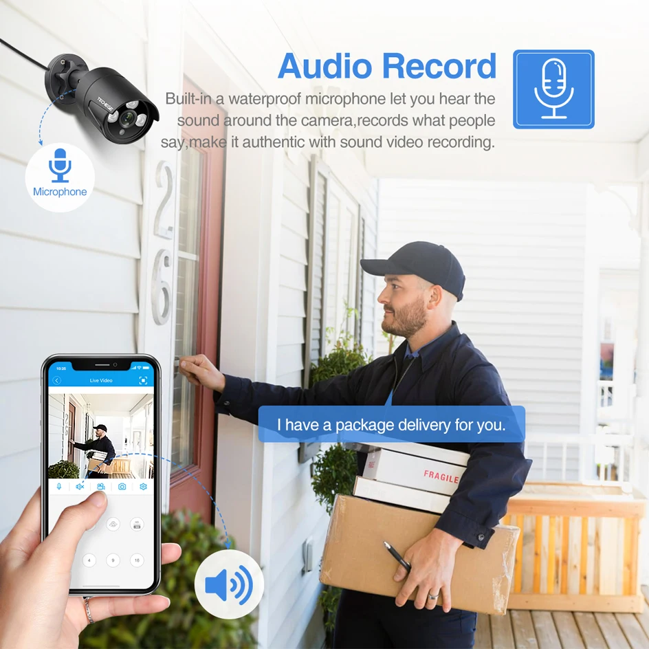 IP камера Techege H.265 1080P Onvif HD 2 МП 12 В или 48 в пост. Тока|Камеры видеонаблюдения| |