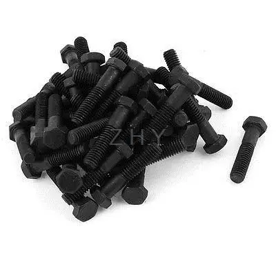 

50 x Black Hex Cap Screw Bolts Partial Thread 3/8-16 x 1-3/4