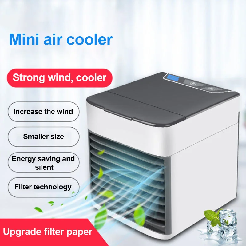 

Portable Mini Air Conditioner Fan USB Personal Space Air Cooler 7 Colors LED Light Home Office Mute Desktop Water Cooling Fan