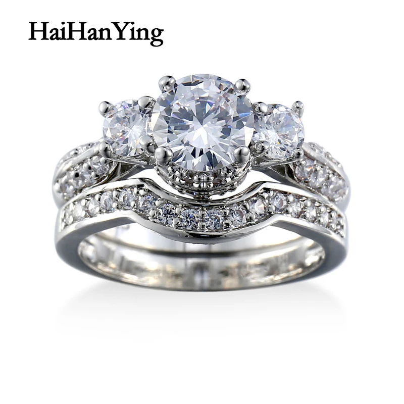 Модный простой очаровательный набор из циркония, кольцо для женщин, серебро, кристалл, циркон, пара медных колец, подарки для девочек, аксессуары