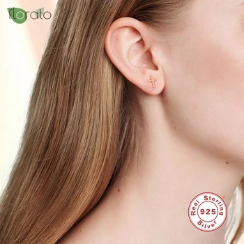 

Minimalist 925 Sterling Silver Stud Earrings for Women Geometric Cross Gold Silver Rose Gold Zircon Earrings Fashion Jewelry