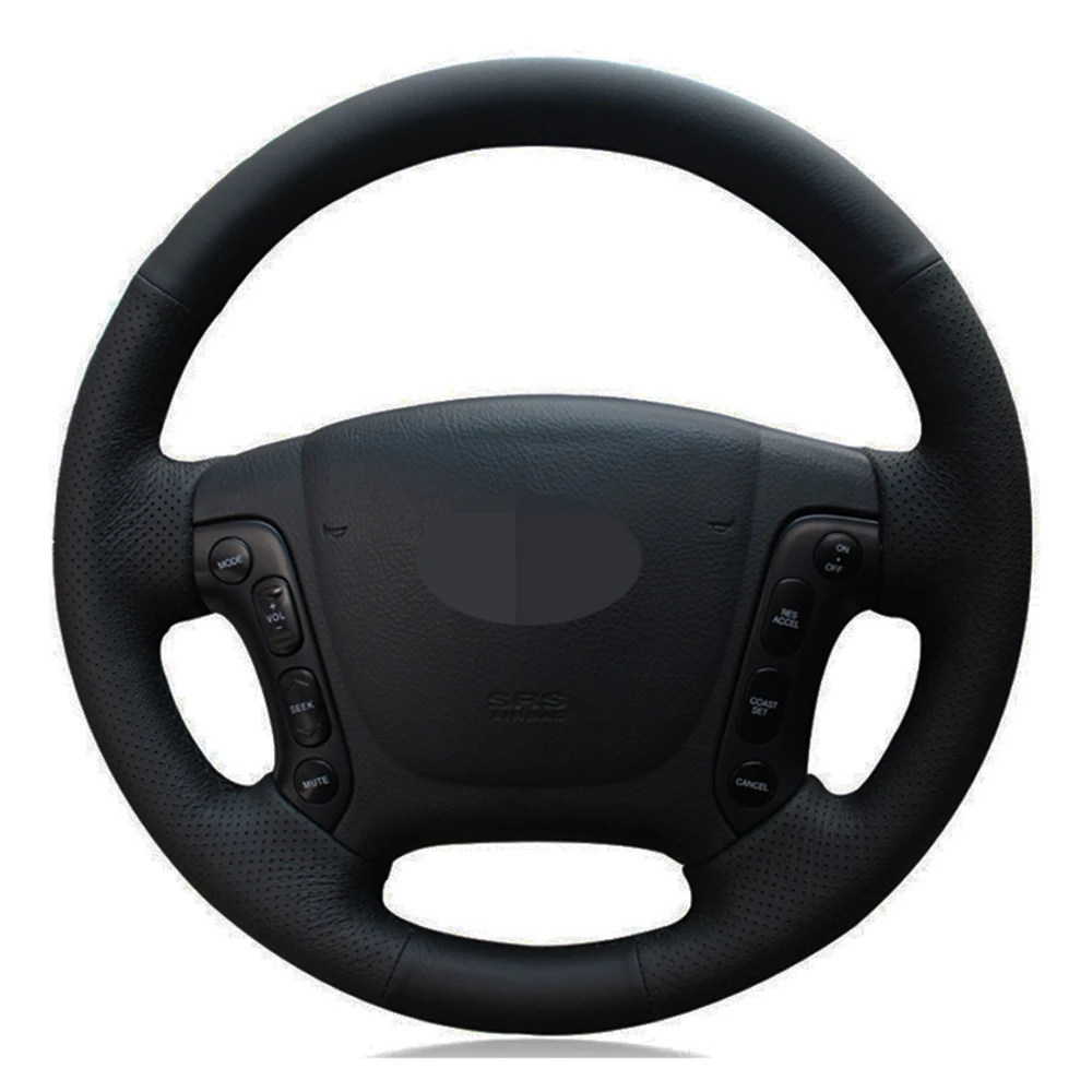 Car Steering Wheel Cover Diy Handstitched Black Artificial Leather For