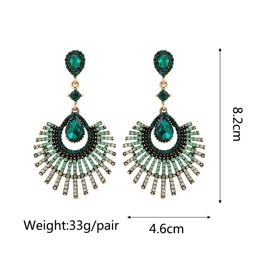 Ztech New Green Series Set Earrings Designer Jewelry Crystal Tassel Za Accessories Handmake Statement Bijoux Pendientes Brincos