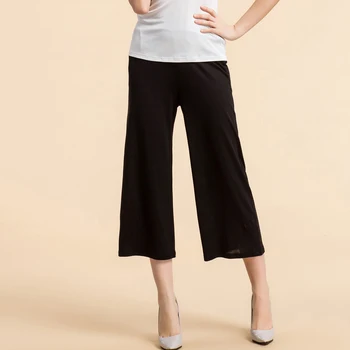 

Loose Pants Culottes Black Versatile Knit Real Silk Flax Capri Casual Pants New Products Spring and Summer Wide Leg Pants Dajane