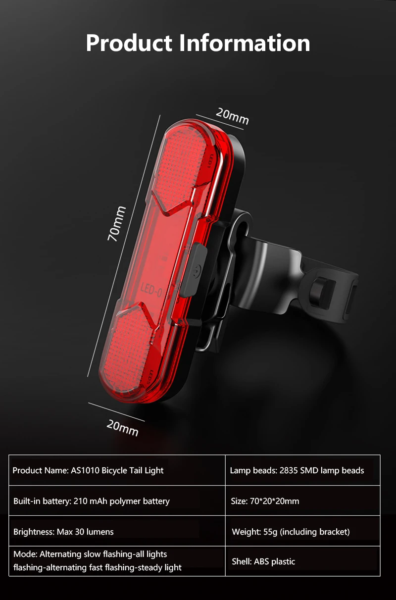Bike Light Waterproof Bicycle Safety Warning Light Bicycle Tail Light 2835 SMD Bike Rear Light Cycling Light Bike Accessories