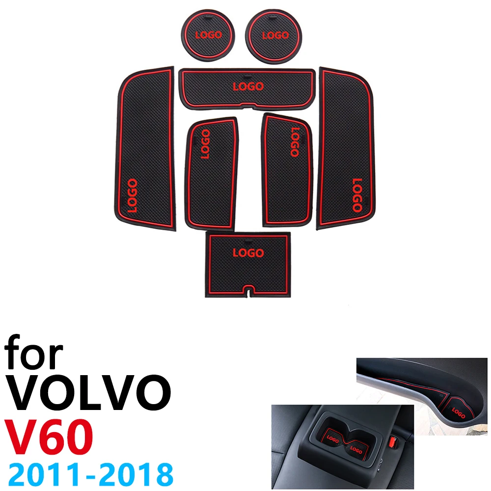Противоскользящие резиновые чашки подушки двери паз коврик для Volvo V60 Кросс Кантри V60CC CC Polestar 2011~ аксессуары коврик для телефона