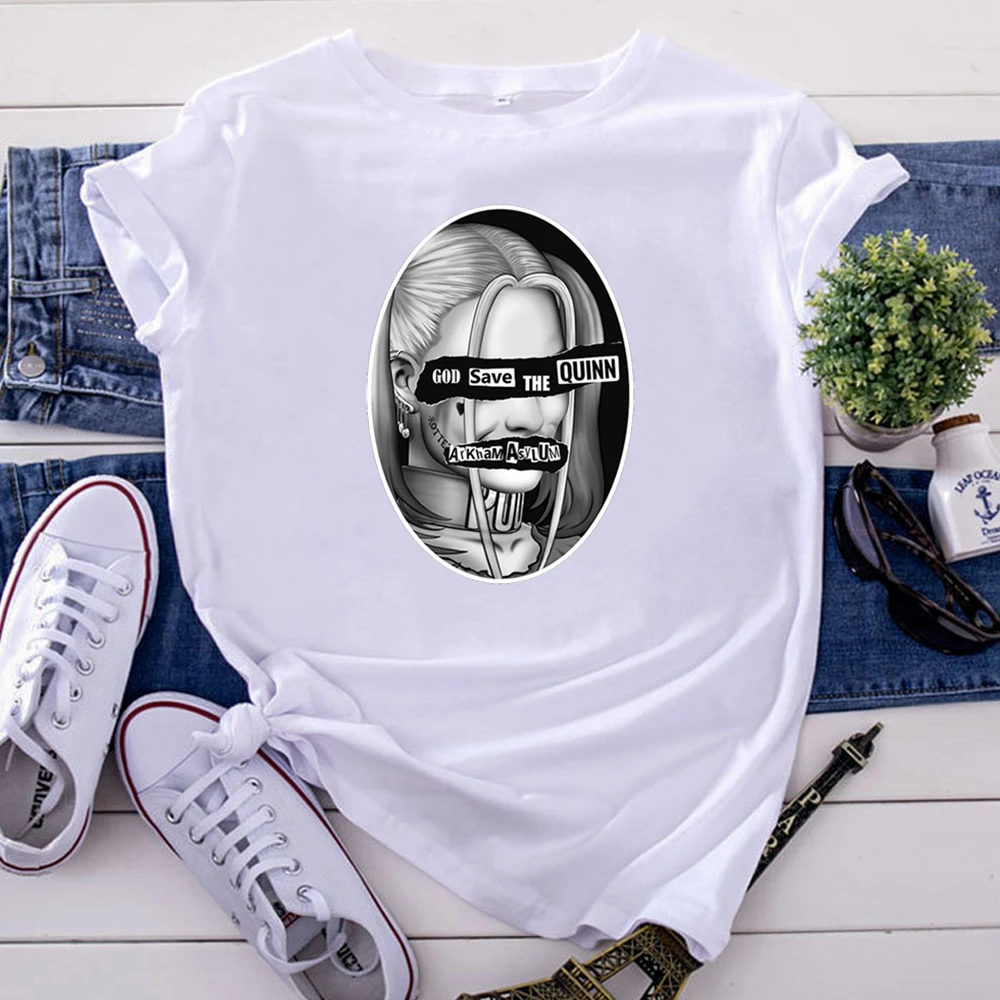 T-Shirts Harleen Quinzel Pattern Printing Women'S T-Shirt Harajuku Goth Tshirts For Woman Korean Style Punk Short Sleeve Tops