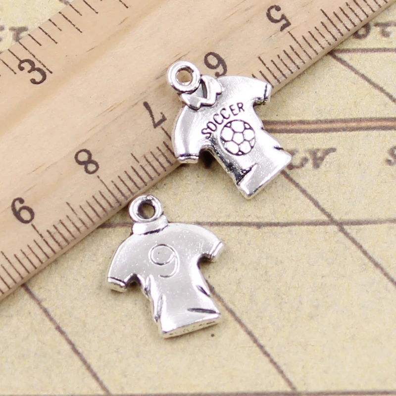 

10pcs Charms Soccer Shirts Jersey 19x15mm Tibetan Bronze Silver Color Pendants Antique Jewelry Making DIY Handmade Craft