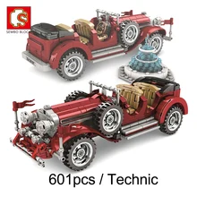 SEMBO Compatible Technic Vintage coche Vehículo de bloques de construcción juego de ladrillos de coche clásico Playmobil juguetes para niños regalos