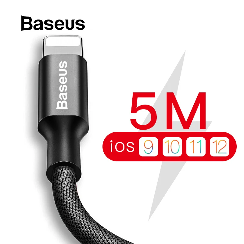 Usb-кабель Baseus для iPhone Xs Max, XR, X, 8, 7, 7 plus, 6 5S, быстрая зарядка для iPhone, iPad, iPod, синхронизация данных, 8-контактный usb-кабель, провод
