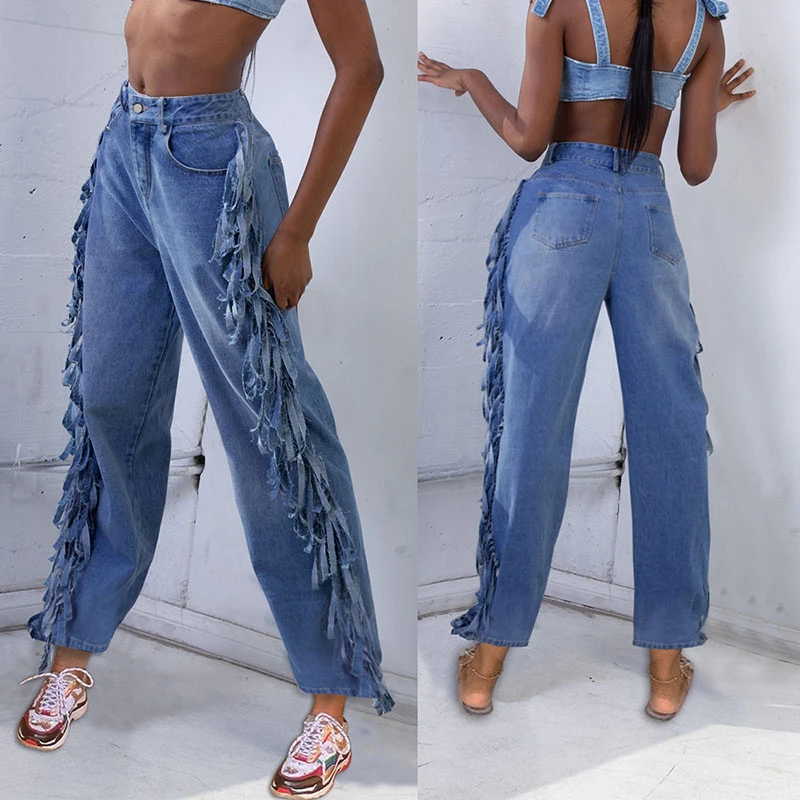 side tassel jeans