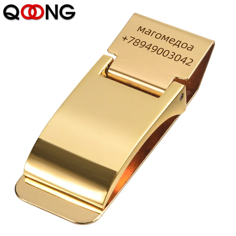 Lettering Metal Money Clip Portable Dollar Cash Clamp Holder Stainless Steel Bank Card ID Clip Business Banknote Folder metal money clip