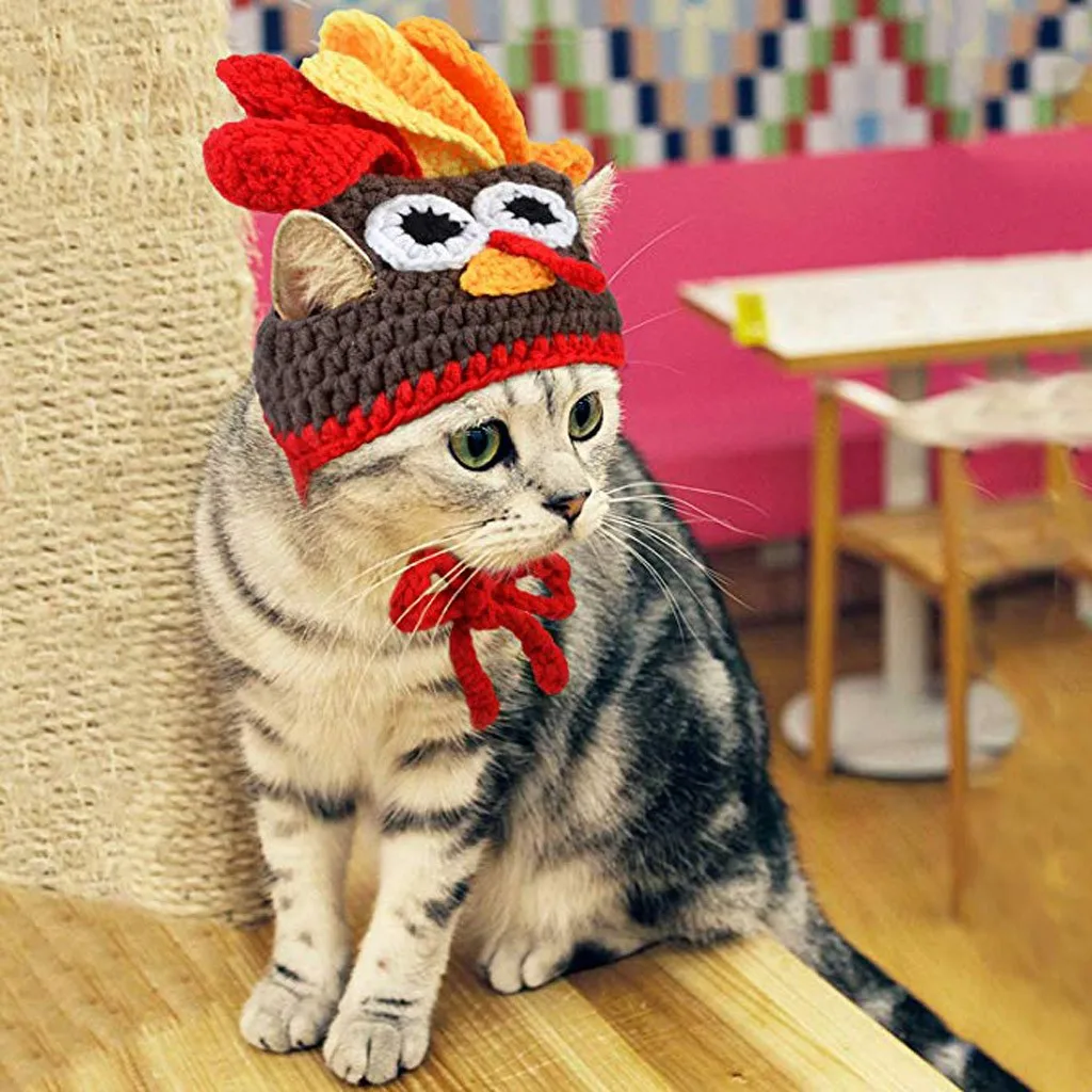Hand made Cat Dog Hat Cute Kawaii Cartoon Bird Patern Caps For Pets Dogs Cats Hats Christmas Pet Thanksgiving Turkey 2019 | Дом и сад