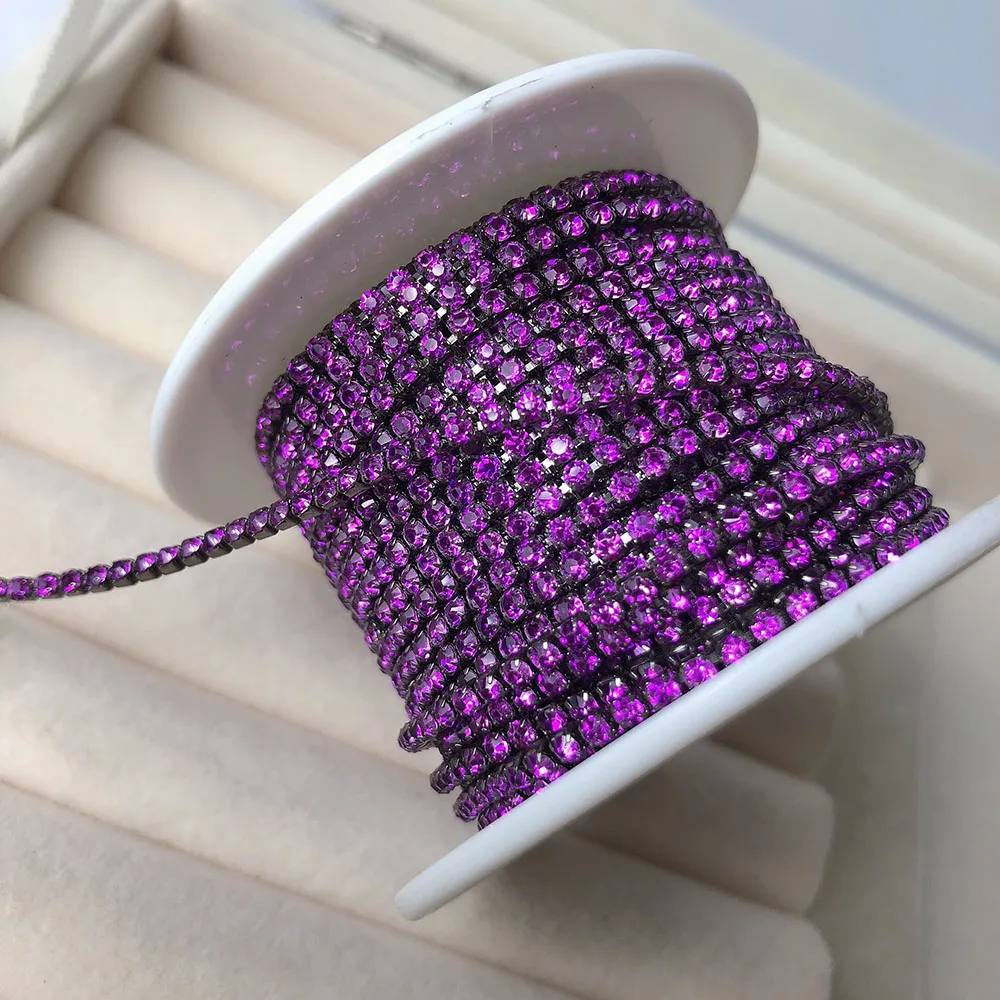 2mm ss6 Rhinestones cup chain,hot sale fancy DIY strass accessories,fashion trim style new colors 