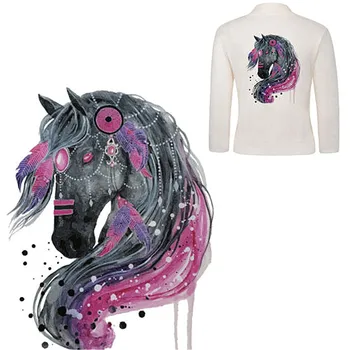 

3D Horse Patch T-shirt Press Heat Transfer Sticker A-level Washable Iron On Appliques For T-shirt Dresses Clothes Decoration YH