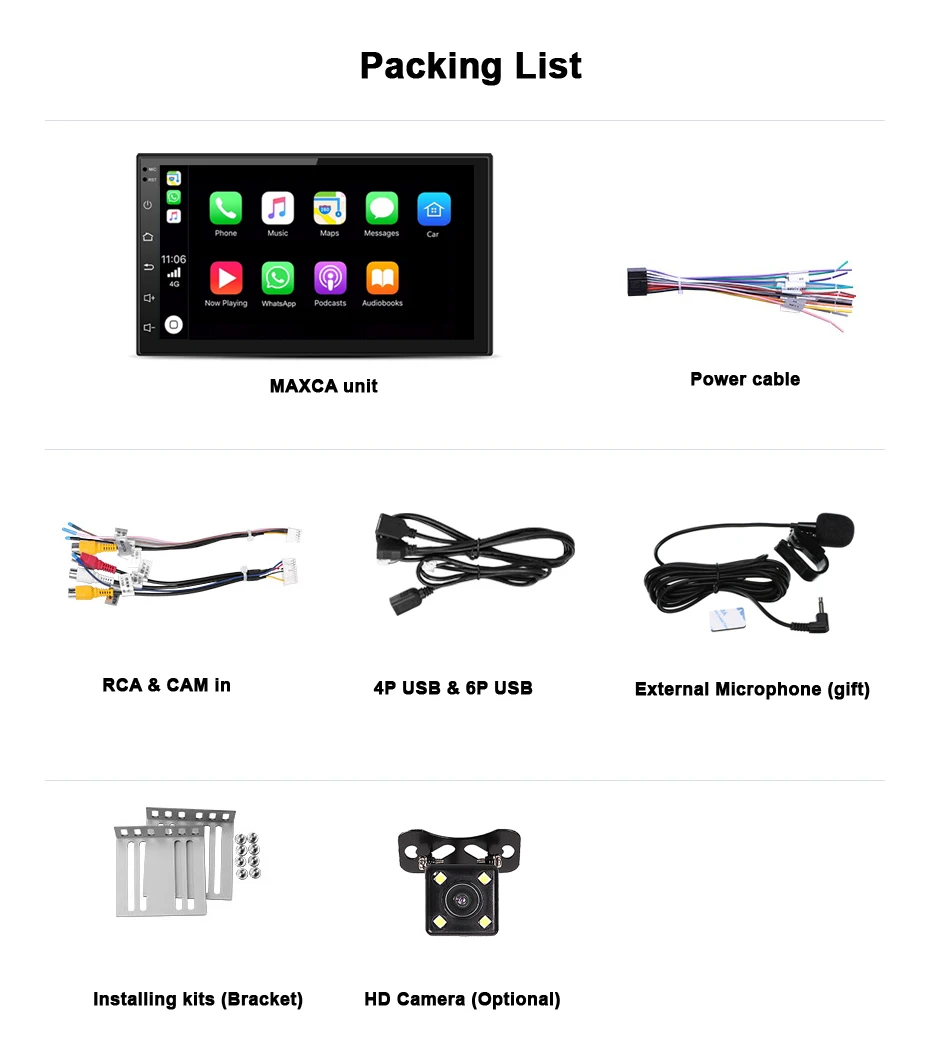 MAXCA 7 inch 2 din Wireless Carplay auto radio For Universal 2 din in car multimedia player