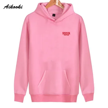 

Stranger Things Hoodies Women Men Aikooki Brand New Fashion Pink Harajuku Cotton Women's Snug Hoodies Stranger Things Sweatshirt