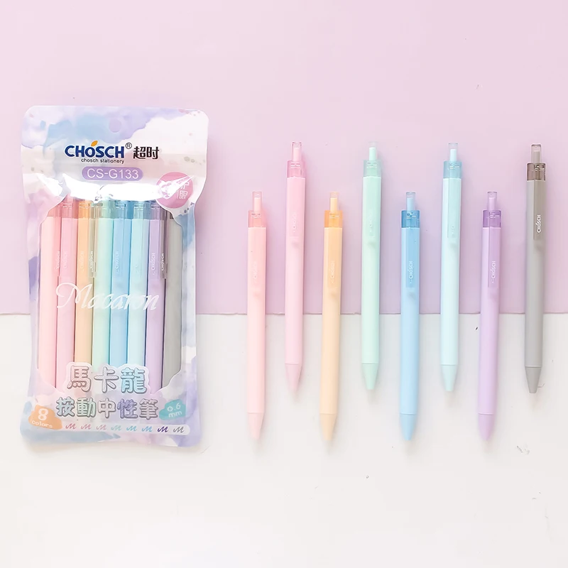 

8pcs Sweet Macaron Pen Set 0.5mm Ballpoint Roller Ball Pens Marker Liner Office School Supplies Girl Gift H6567