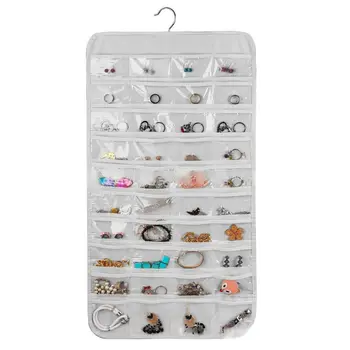 

80 Pockets Double Sided Hanging Jewelry Display Foldable Organizer Storage Bag N0HE