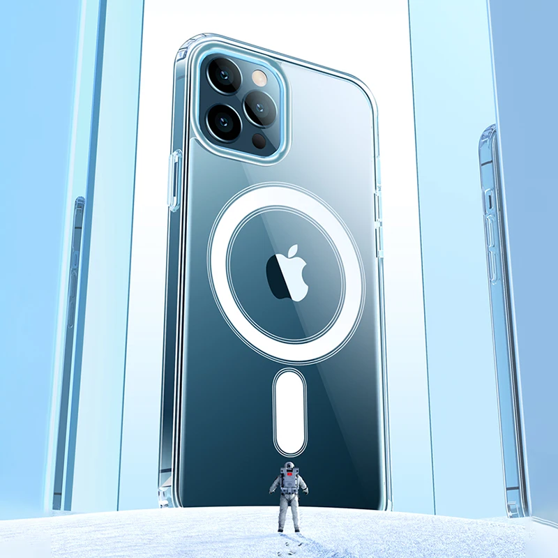 

Official Phone Case for iPhone 12 Pro Max 12 Mini Phone Back Cover Magnetic Wireless Charging Clear Protection Case Coque Fundas