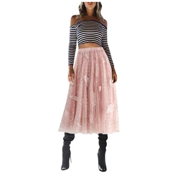 

Women Sexy skirt Fashion Women Solid color Spring High Elastic Waist Mesh Tutu Skirt Irregular Skirt юбка женская Free Shipping