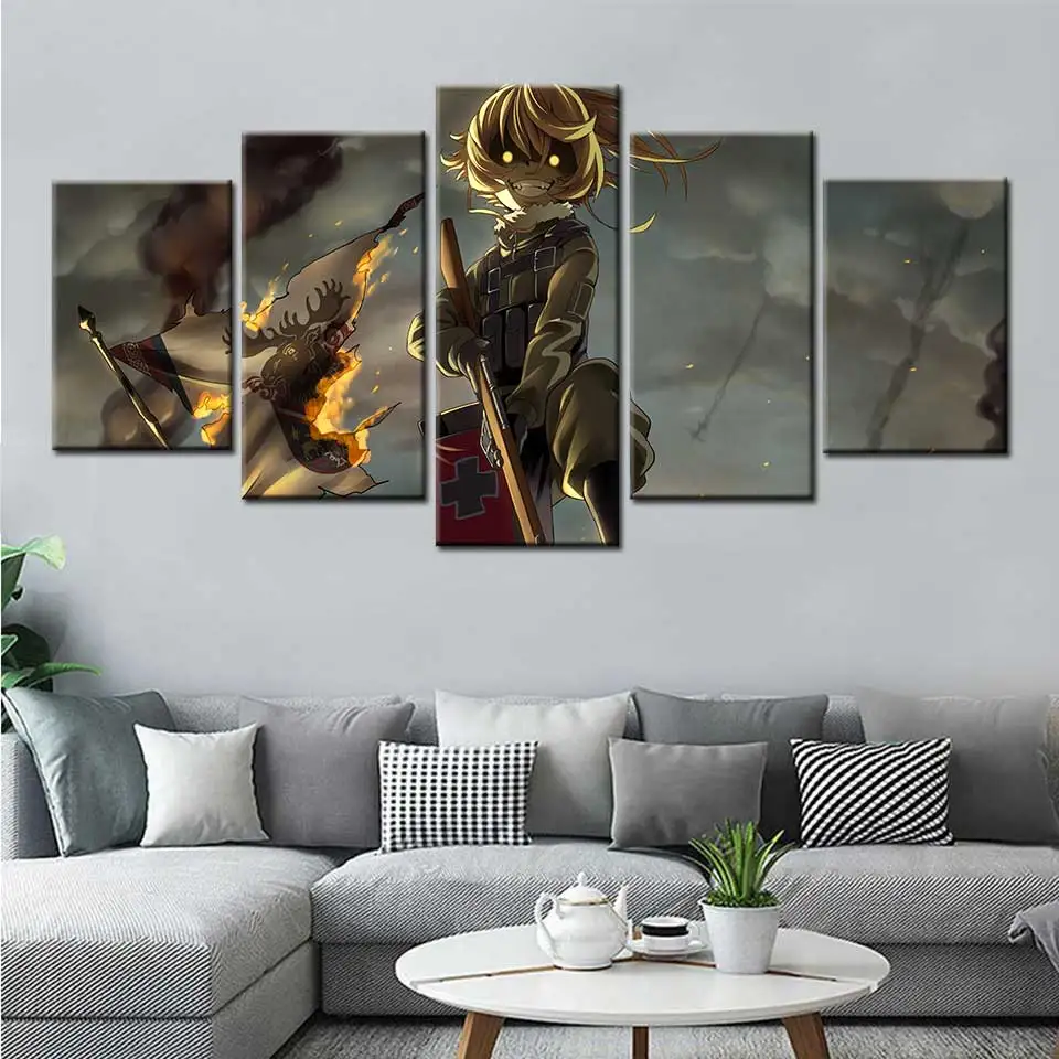 Youjo Senki Tanya Degurechaff произведение искусства девушки из аниме плакат Wall Art Холст