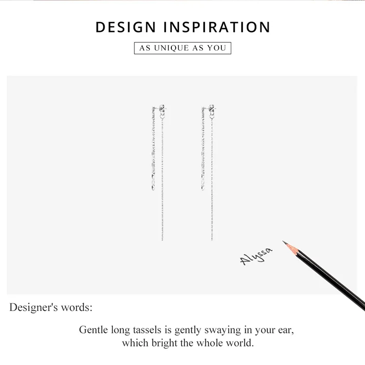 WOSTU Authentic 925 Sterling Silver Ear Threads Earrings For Women Simple Gentle Long Tassels Fashion Jewelry Making FIE790