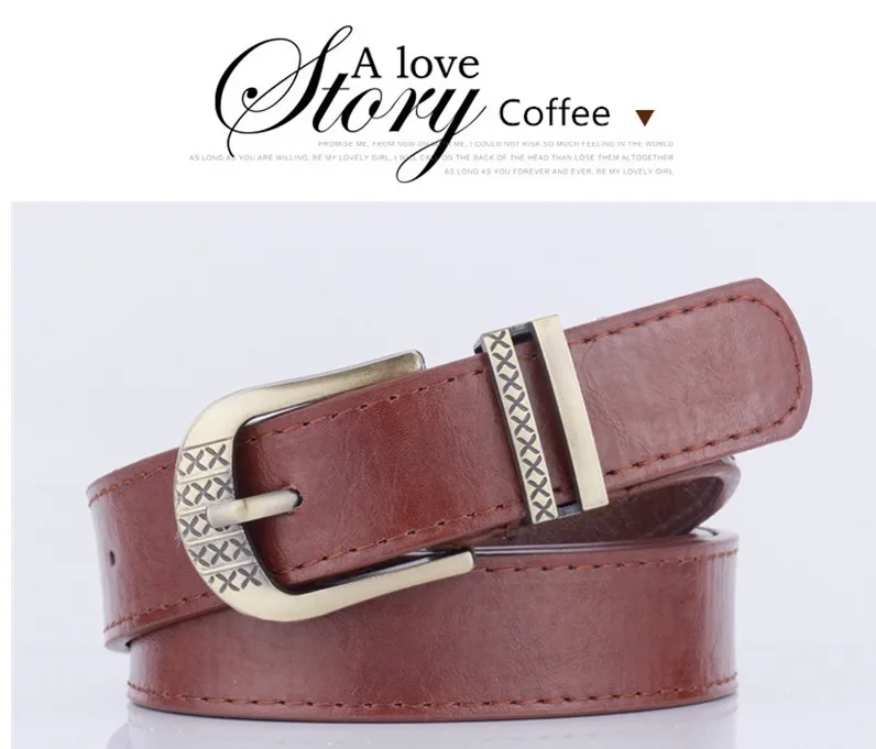 Coffee JXQBSYDK, ремни для женщин, модные, с пряжкой, одноцветные, маленькие, чистые, ремни для женщин, искусственная кожа, ПУ ремни - Цвет: Coffee