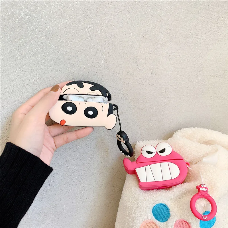 Силиконовый чехол Crayon Shin chan для AirPods pro, милый чехол для наушников с Bluetooth для Apple Airpod 3, роскошный защитный чехол с рисунком