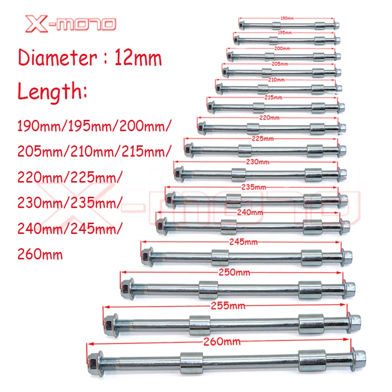 DirtPitBikeWheelAxleM12190mm260mmForDrumBrakeWheelsRimsHub