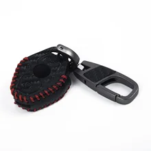 Черный+ красный кожаный чехол-держатель с 2 кнопками для автомобильных ключей для BMW M3 E38 E35 E53 E60 E60 E61 E85 E85 E86 чехол для автомобильных ключей