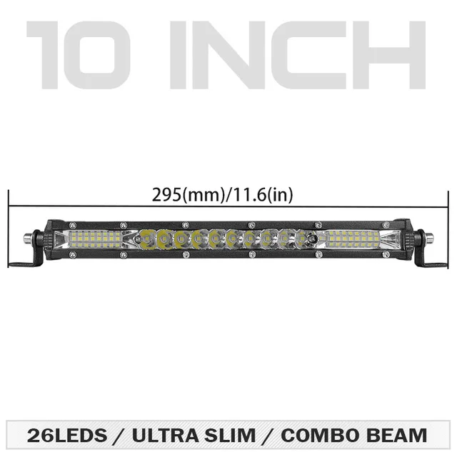 10 inch Combo Супер тонкий 10 20 дюймов светодиодный рабочий светильник 12 в 24 В светодиодный бар комбинированный точечный прожектор для Jeep ATV лодочные грузовики фара дальнего света для трактора стайлинга автомобилей - Цвет: 10 inch Combo