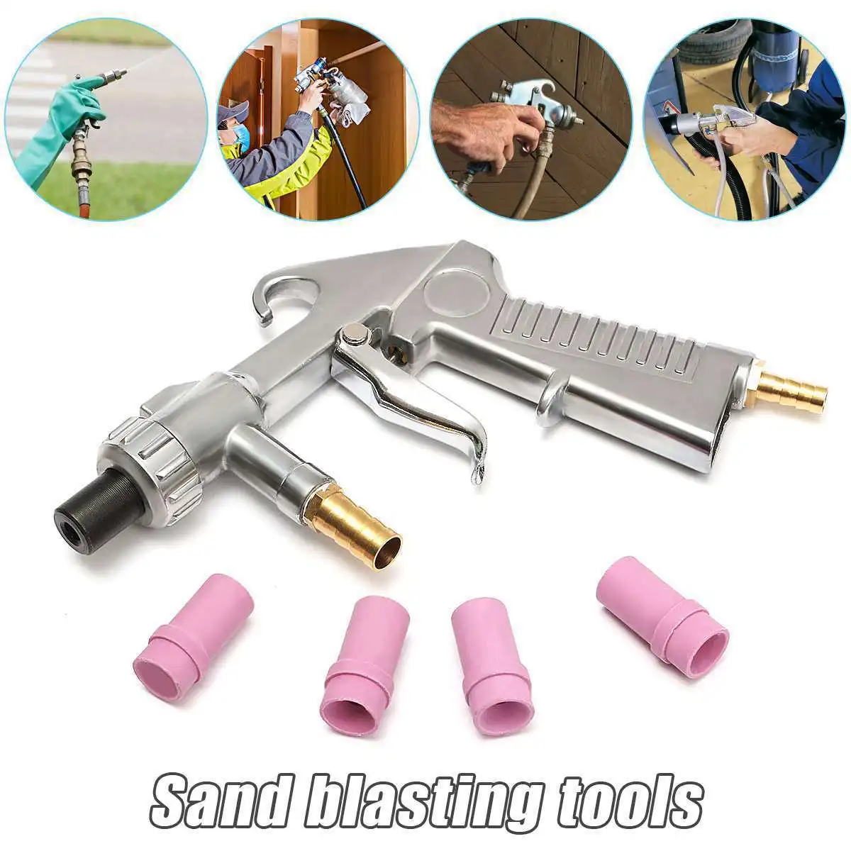 Kit Sandblasting Guns Air Nozzles Tube Sand Blasters Pneumatic Tool Pneumatic 