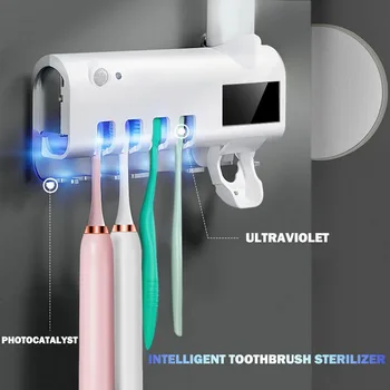 

Antibacteria UV Toothbrush Holder Automatic Toothpaste Dispenser Sterilize Home Cleaner Sterilize Bathroom Accessories Set