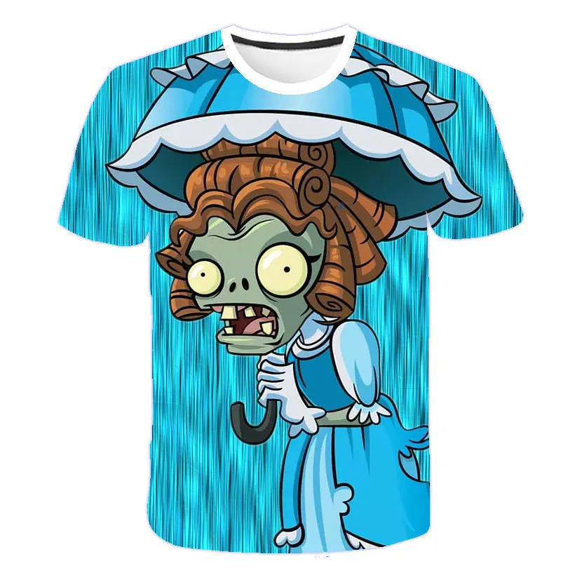 Футболка с надписью Neweset Plants vs Zombies Классическая футболка аниме для мальчиков и