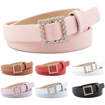 

Ladies Waistband Leather Thin Rhinestone Buckle Belt Women’s Jeans Decoration NUBLT0375