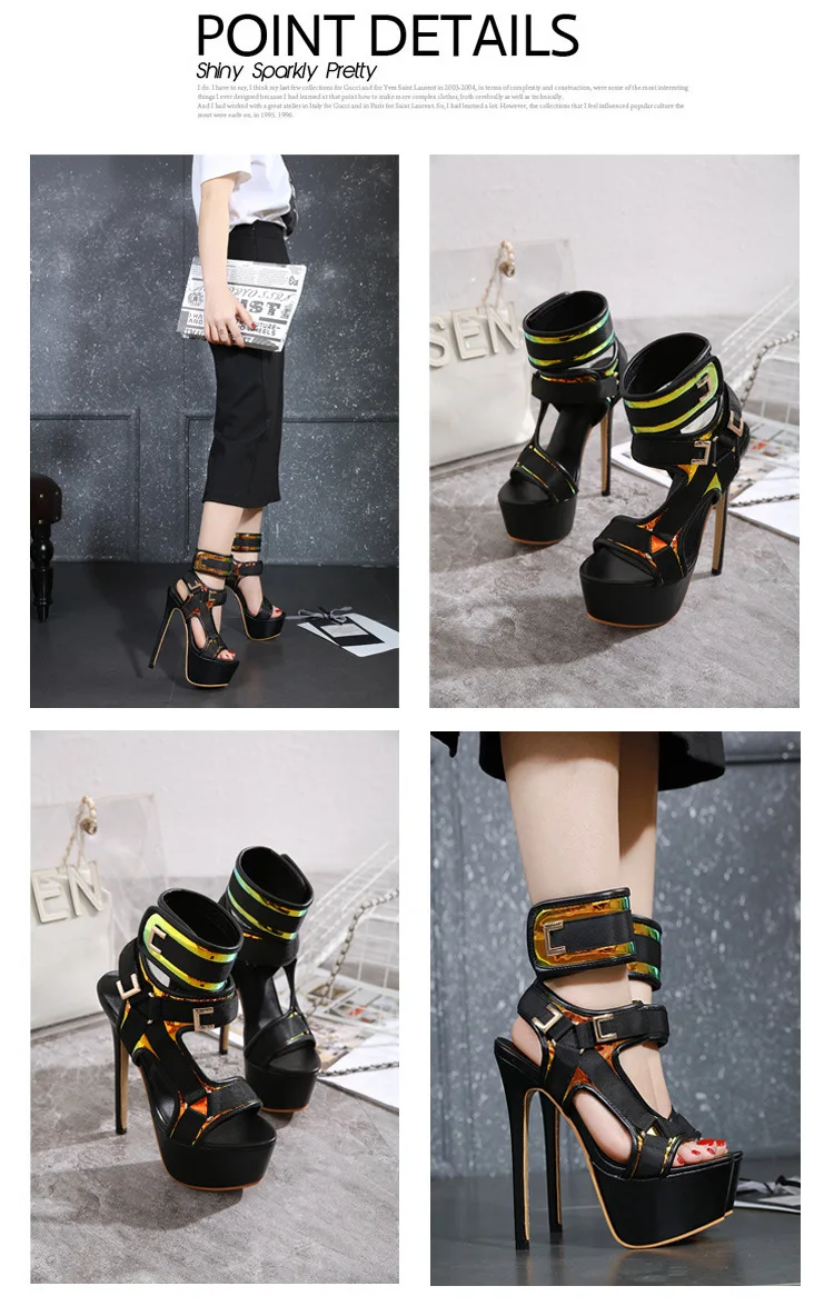LTARTA Women Sexy Fish Toe Platform Sandals Super Heavy-High-Heel Sandals Fine Panel High-Heel Sandals JXQ