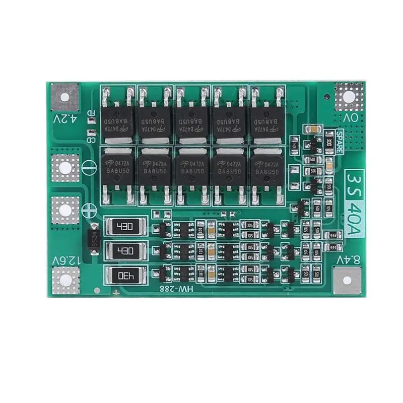 3S 40A BMS 11 1 V 12 6 18650 литиевая батарея защитная доска с балансом|Аксессуары для