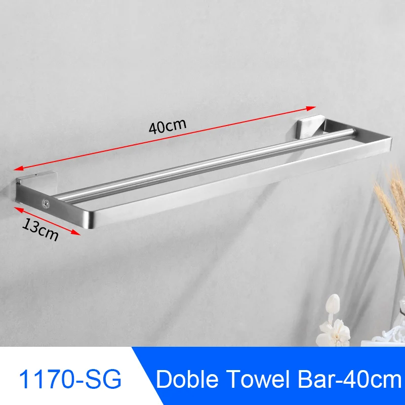 Ванная комната из нержавеющей стали вешалка держатель для полотенец Держатель вращающееся полотенце бар набор жидкого мыла диспенсер Халат крюк туалетной бумаги держатель - Цвет: 1170-SG-40cm