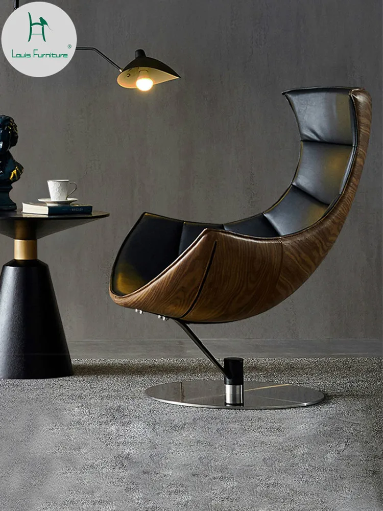 Nordic Single Leather Sofa Light Luxury Single Chair Snail Chair Lazy