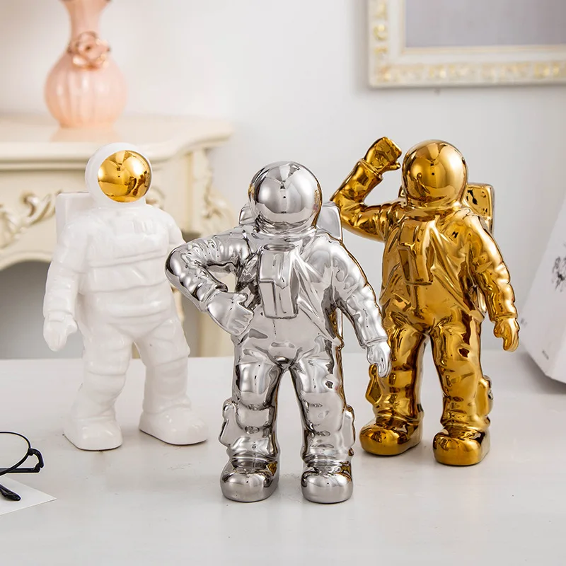 Modern Ceramics Astronaut Decoration Crafts Sculpture Home Living room Bedroom Desktop Adornment Nordic Simple Ornament Gift