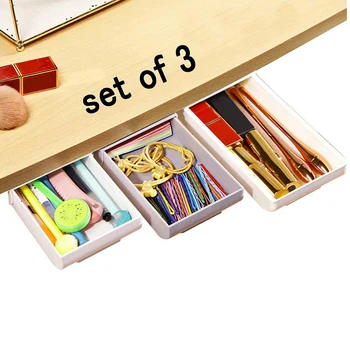 

Under Desk Drawer,Under Desk Storage,Desktop Drawers,Under Table Organizer,Self-Adhesive Pencil Tray Drawer,3 PACK