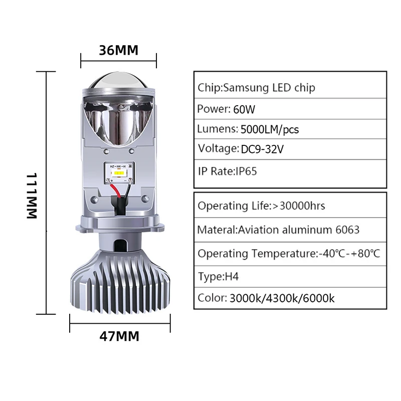 Preise 2x Neue H4 Led lampe mit Mini Projektor Objektiv H4 LED Conversion Kit 10000LM Autos Hallo Lo Strahl LED scheinwerfer 3000K 4300K 6000K