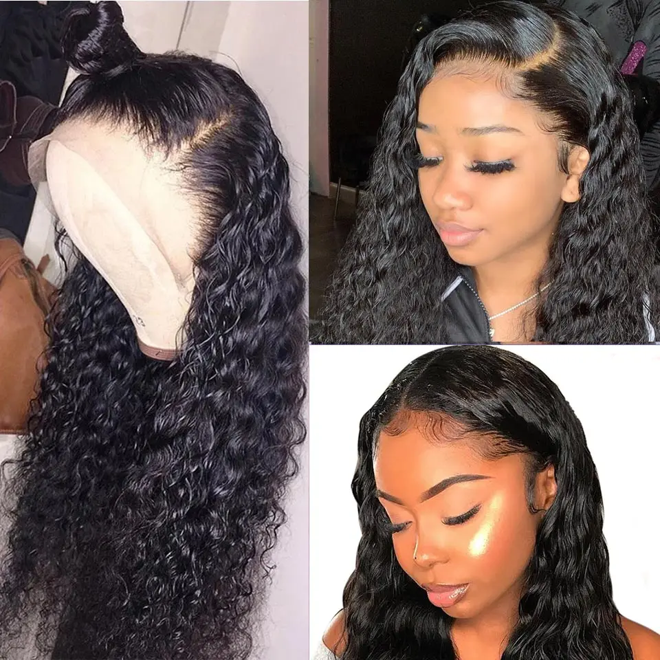 Brazilian Hair Water Wave 13x4 Lace Front Human Hair Wigs With Baby Hair Pre Plucked For Black Women Braided Up 150% Remy Hair