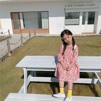 

Spring Girl Crushed Flower Chiffon Long Princess Dress 2020 New Children Baby Long Sleeve Sweet Fashion Fairy Dresses Kids Cloth