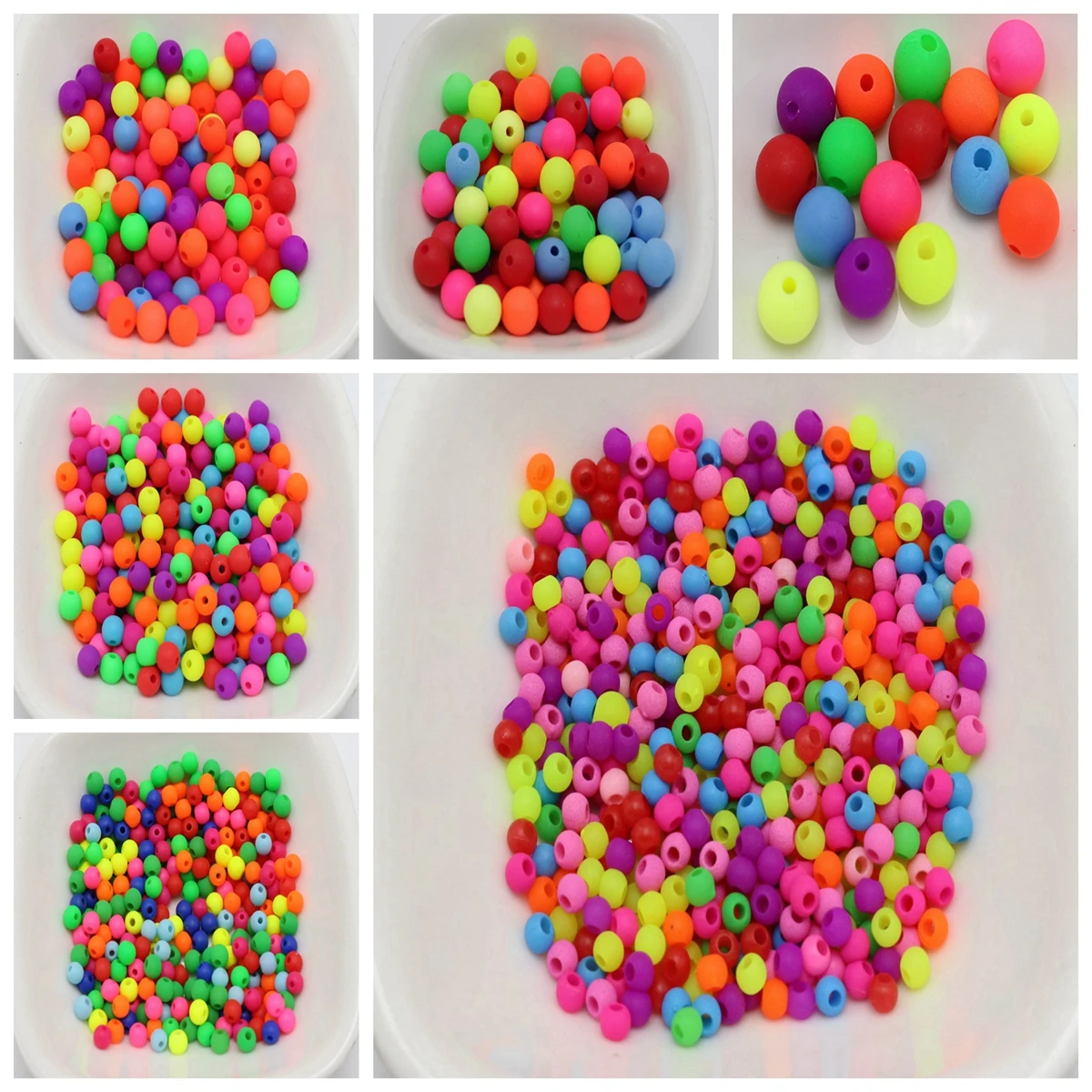 Acrylic Craft Beads Acrylic Beads Mixed Frost Neon Color Round Smooth Ball 3mm 4mm 5mm 6mm 8mm 10mm